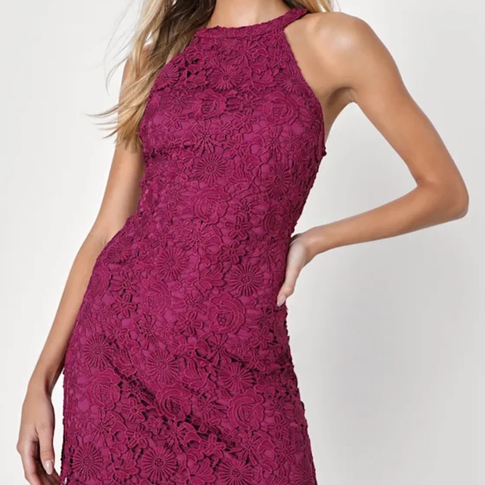 Lulu's Burgundy Lace Mini Dress